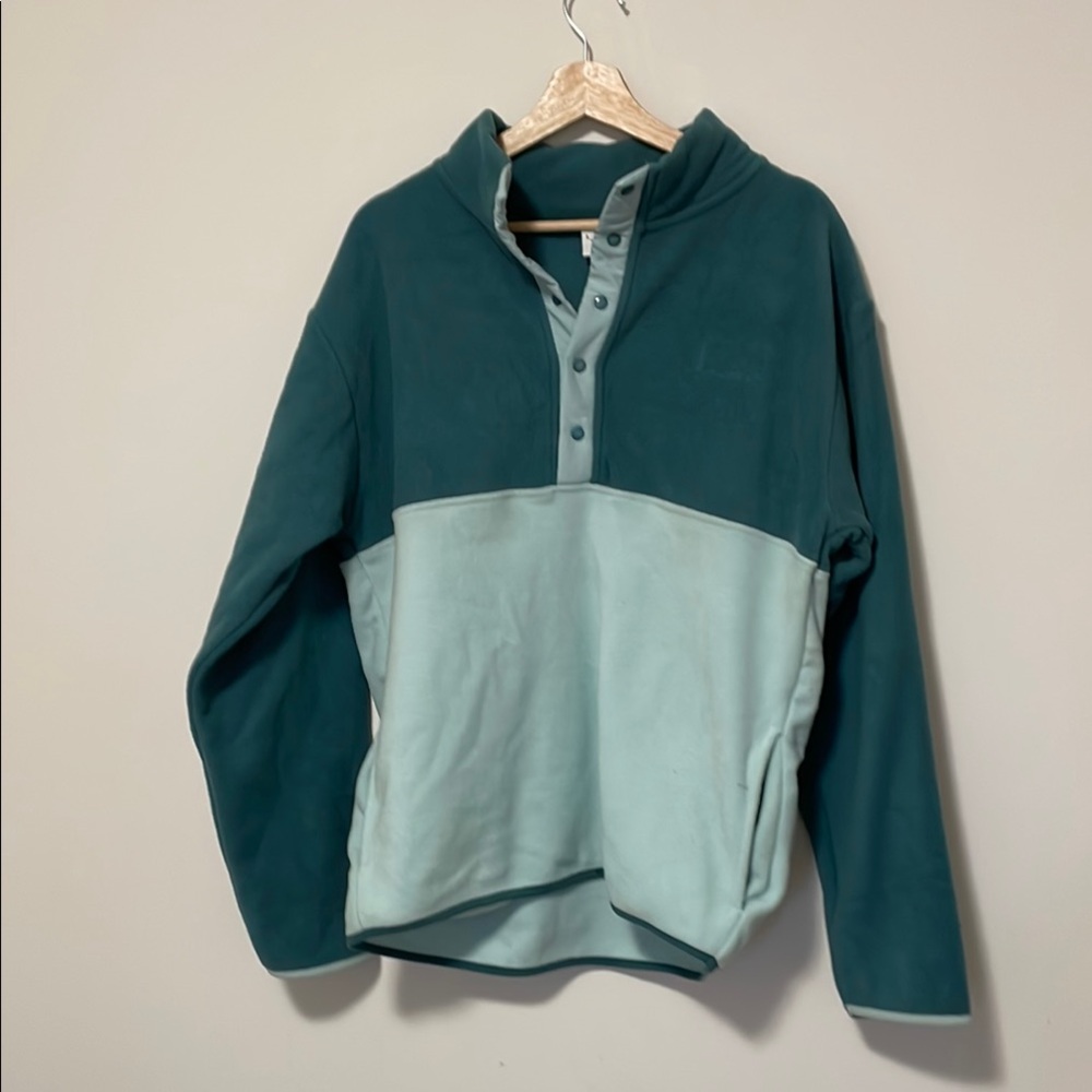 Lagos Unisex Two-Tone pull over button up fleece - Teal and Light Blue